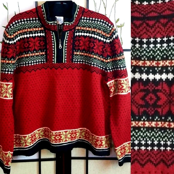 Frost Sweaters - Christmas Quarter Zip Fair Isle Pullover (XL)